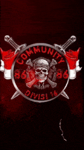 a skull and crossbones in a circle with the word unity written on it