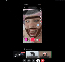 a screenshot of a video call with a person with a beard