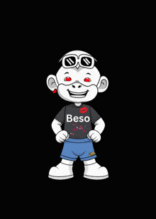 a cartoon character is wearing a black shirt that says beso