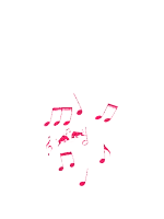 a bunch of red music notes on a white background including a c
