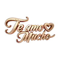 a gold lettering that says te amo mucho with a heart