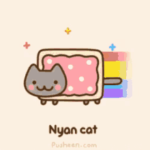 Pusheen Dressed Up As Nyan Cat! GIF - Nyan Cat Rainbow GIFs