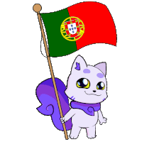 a cartoon squirrel is holding a flag that says portugal on it