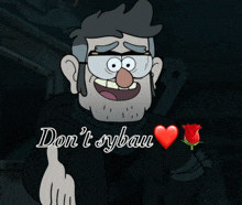 a cartoon character with a red heart and the words " don 't nyau " on the bottom