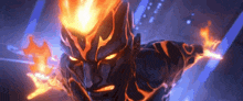 a cartoon character with a fire coming out of his head is flying through the air .