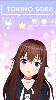 a picture of a girl with the name tokino sora on the top