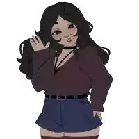 a drawing of a woman with black hair and a choker