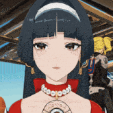 a close up of a girl with a necklace that says astra on it