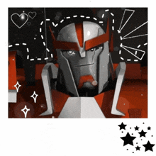 a picture of a robot with a heart and stars around it