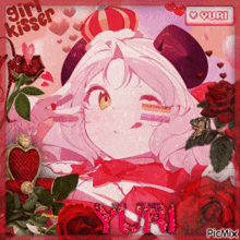 a picture of a girl with yuri written on the bottom right
