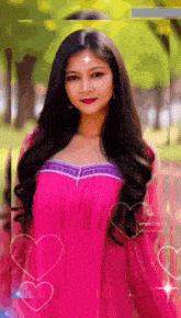 a woman in a pink dress is surrounded by hearts and a watermark that says photolab