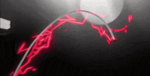a red lightning bolt is coming out of a white object