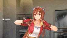 a girl in a video game with a viggle.ai logo in the corner