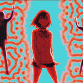 a girl in a school uniform is standing in front of a colorful maze