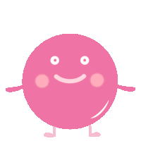 a cartoon illustration of a pink circle with arms and legs