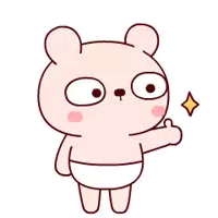a cartoon bear in a diaper is giving a thumbs up sign