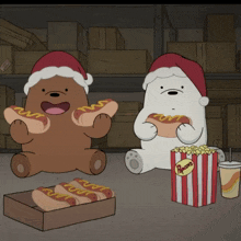 Christmas Asmr Bears GIF - Christmas Asmr Bears Hot Dog GIFs