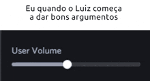 a black screen with a white button that says user volume .