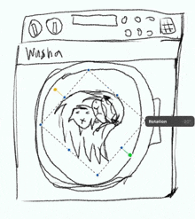 a drawing of a washing machine with the word washa on the top