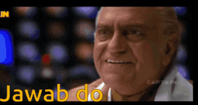 a man is smiling with the words