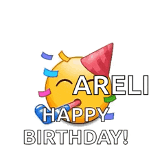 a happy birthday greeting card with a bunch of smiley faces wearing party hats