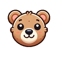 a cartoon drawing of a teddy bear 's face with big eyes