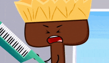 a cartoon character with a crown on his head is holding a piano keyboard