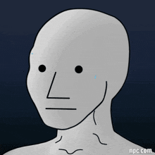 a cartoon drawing of a man 's face with a tear coming out of his eye