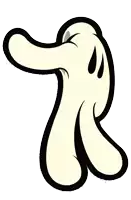 a cartoon hand with a very long nose