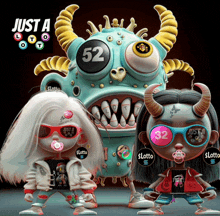 a cartoon monster with the number 52 on its head