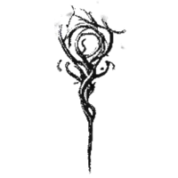 a black and white drawing of a tree with branches and leaves on a white background .