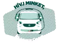 a picture of a car with a headset and the words ' trj nekunk ' at the bottom