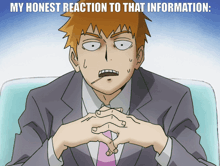 a cartoon of a man with a cigarette in his mouth and the words my honest reaction to that information