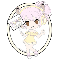 a drawing of a girl holding a sign that says bump