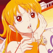 Nami Drinking GIF - Nami Drinking Orange Juice GIFs