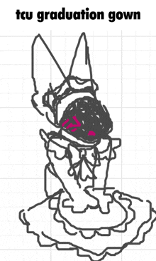 a drawing of a dog in a graduation gown