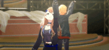 a man and a woman are dancing on a stage