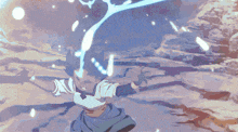 a cartoon drawing of a person with a circle of lights around their head