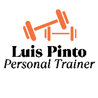 a logo for luis pinto personal trainer shows a dumbbell