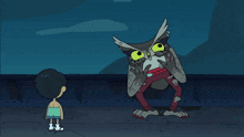 a cartoon owl with a red scarf around its neck