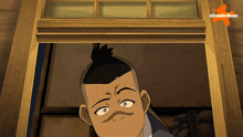 a cartoon of a man with a nickelodeon logo on the bottom