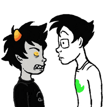 a black and white drawing of two cartoon characters with a heart above them
