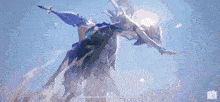 a woman in a purple dress is falling through the air .