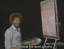 Bob Ross Funny GIF - Bob Ross Funny Beat The Devil Out Of It GIFs