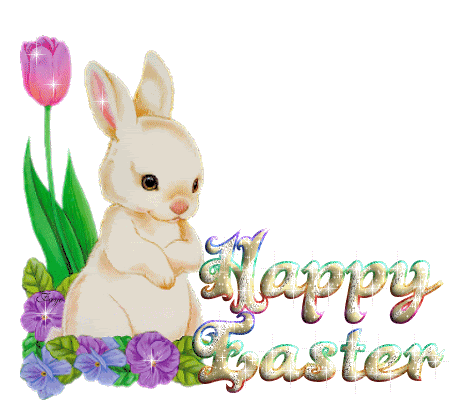 Happy Easter Tulip Sticker - Happy Easter Tulip Bunny Stickers