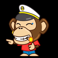 a cartoon of a monkey wearing a captain 's hat and smoking a cigar