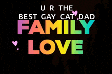 a sign that says ' ur the best gay cat dad family love ' on it