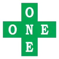 a green cross with the letters o n e and e on it