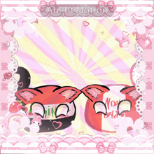 a drawing of a cat and a fox with the words " alight motion " on the top