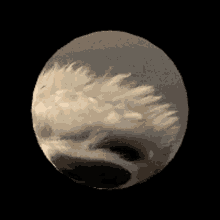 a black and white photo of a sphere with clouds on it
